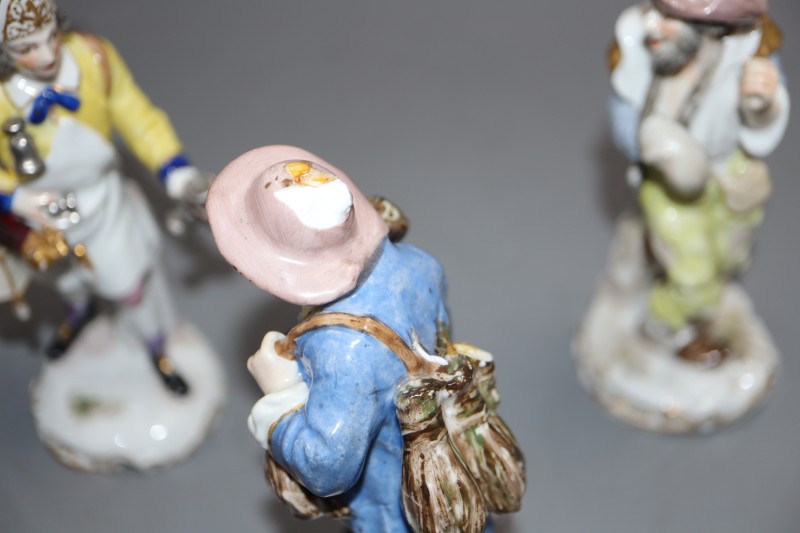 Four German porcelain figures (a.f), tallest 18cm